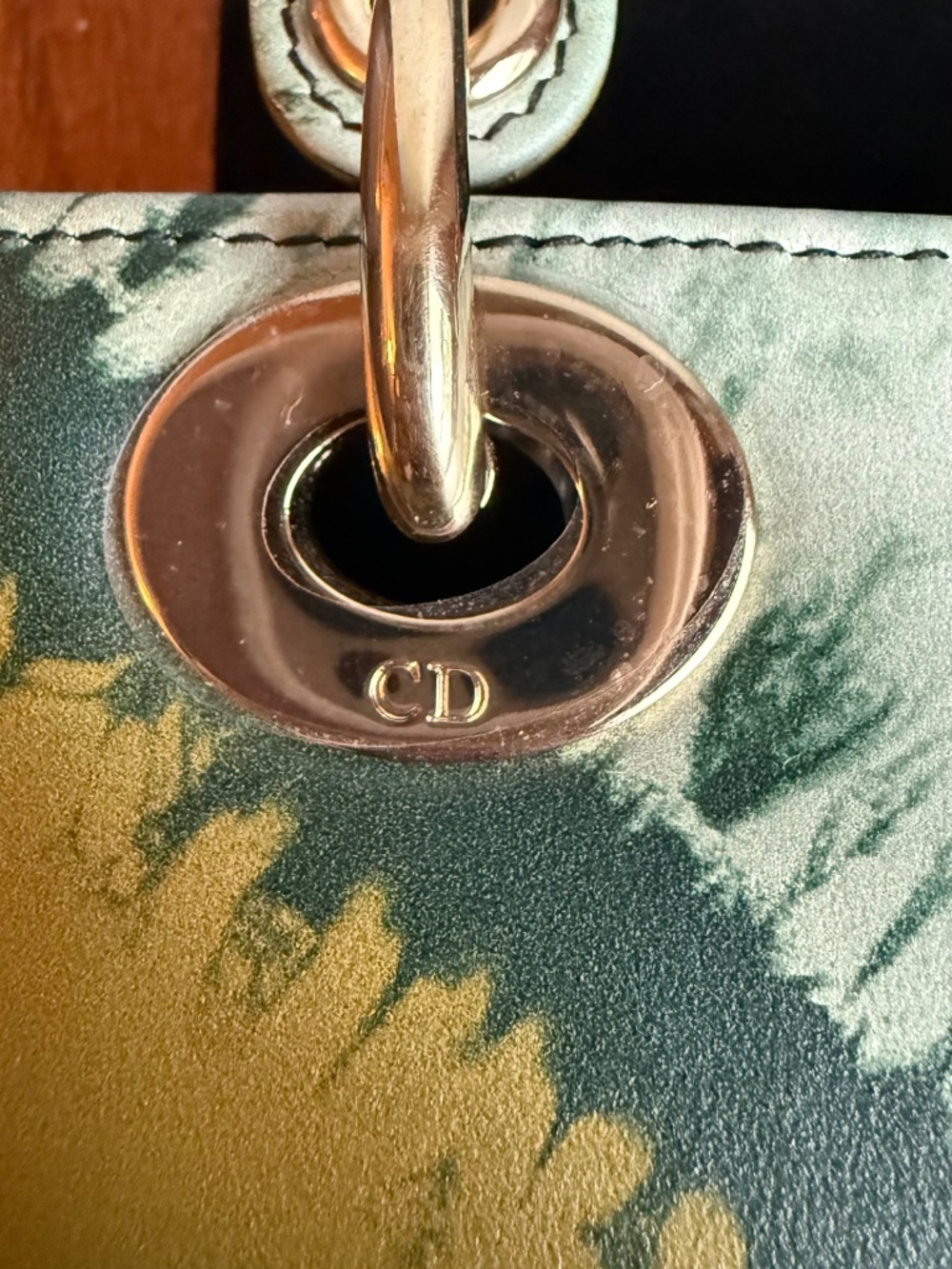 Christian Dior Mini Lady Dior Green Tie Dye Calfskin 2020 Crossbody Bag + Strap - Picture 16 of 16